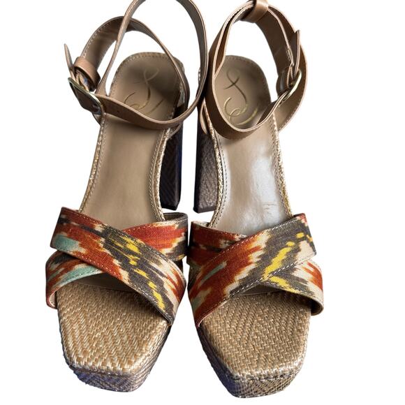Sam Edelman Nolita Platform Woven Boho Block Heel Ankle Strap Sandal NEW Sz 7.5 - Picture 2 of 11